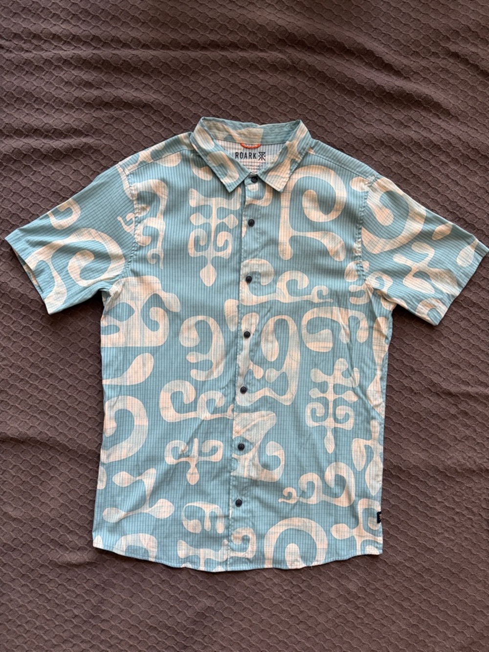Roark Bless Up Light Blue & White Short-Sleeve Button-Down Shirt